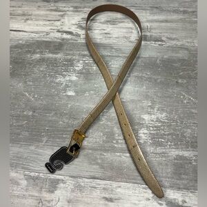 NWT Pierre-G Taupe/Green Lizard Skin Belt 40